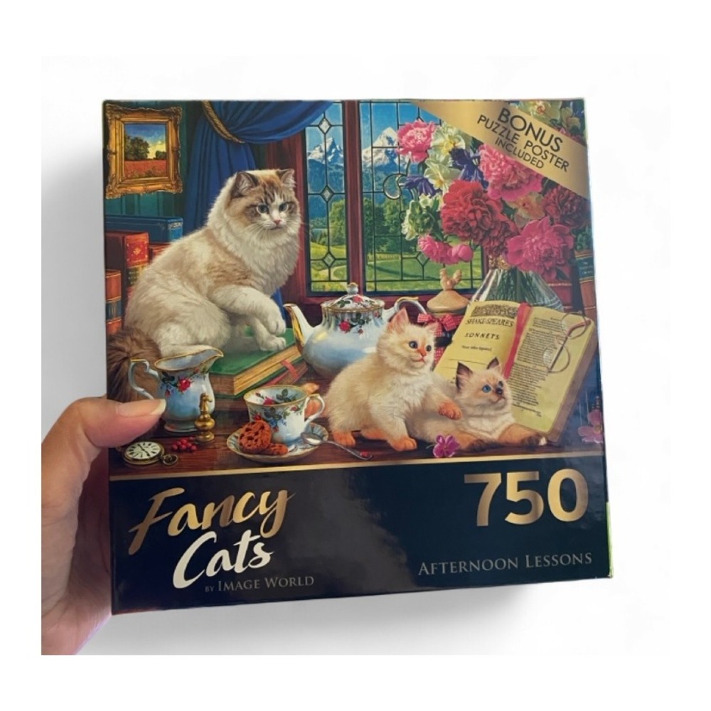 RoseArt Fancy Cats Afternoon Lessons 750 Piece Jigsaw Puzzle Image World 1089